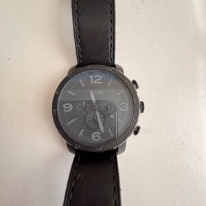 Fossil Black Chronograph Leather Watch